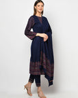 Acro Wool Blue Dress Material with Stole