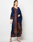 Acro Wool Blue Dress Material with Stole