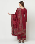 Acro Wool Maroon Dress Material with Stole