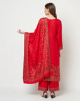 Acro Wool Red Dress Material with Stole