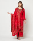Acro Wool Red Dress Material with Stole