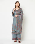Acro Wool Grey Dress Material with Stole