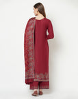 Acro Wool Maroon Dress Material with Stole