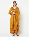 Acro Wool Mustard Dress Material with Stole