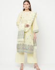 Safaa Women Organic Cotton Woven Design Unstitched Dress Material With Dupatta