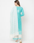 Safaa Women Cotton Woven Chikankari Design Unstitched Dress Material With Contrast Dupatta