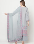 Safaa Women Cotton Woven Design Unstitched Dress Material With Chiffon Dupatta