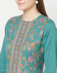 Safaa Women Cotton Woven Design Unstitched Dress Material With Chiffon Dupatta