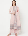 Safaa Women Organic Cotton Woven Design Unstitched Dress Material With Dupatta