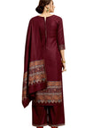 ACRO WOOL MAROON DRESS MATERIAL WITH STOLE
