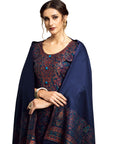 ACRO WOOL NAVY DRESS MATERIAL WITH STOLE