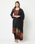 Acro Wool Black Dress Material with Stole