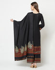 Acro Wool Black Dress Material with Stole