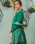 Acro Wool Green Dress Material with Stole