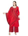 Acro Wool Red Dress Material with Stole