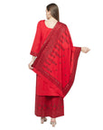 Acro Wool Red Dress Material with Stole