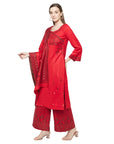 Acro Wool Red Dress Material with Stole