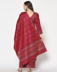 Acro Wool Maroon Dress Material with Stole