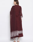 Chikankari Woven Mar Maroon Dress Material