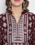 Chikankari Woven Mar Maroon Dress Material