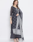Chikankari Woven Mar Grey Dress Material