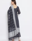 Chikankari Woven Mar Grey Dress Material