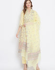 ORGANIC COTTON WOVEN LEMON DRESS MATERIAL WITH DUPATTA