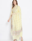 ORGANIC COTTON WOVEN LEMON DRESS MATERIAL WITH DUPATTA