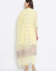 ORGANIC COTTON WOVEN LEMON DRESS MATERIAL WITH DUPATTA