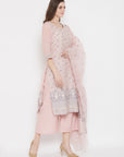 ORGANIC COTTON WOVEN PEACH DRESS MATERIAL WITH DUPATTA