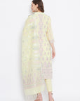 ORGANIC COTTON WOVEN LEMON DRESS MATERIAL WITH DUPATTA