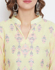ORGANIC COTTON WOVEN LEMON DRESS MATERIAL WITH DUPATTA