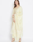 ORGANIC COTTON WOVEN LEMON DRESS MATERIAL WITH DUPATTA