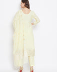 ORGANIC COTTON WOVEN LEMON DRESS MATERIAL WITH DUPATTA