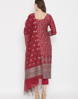 ORGANIC COTTON WOVEN MAROON DRESS MATERIAL WITH DUPATTA