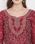 ORGANIC COTTON WOVEN MAROON DRESS MATERIAL WITH DUPATTA