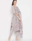 ORGANIC COTTON WOVEN GREY DRESS MATERIAL WITH DUPATTA