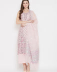 ORGANIC COTTON WOVEN PINK DRESS MATERIAL WITH DUPATTA