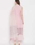 ORGANIC COTTON WOVEN PINK DRESS MATERIAL WITH DUPATTA
