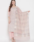 ORGANIC COTTON WOVEN PEACH DRESS MATERIAL WITH DUPATTA