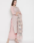 ORGANIC COTTON WOVEN PEACH DRESS MATERIAL WITH DUPATTA
