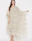 ORGANIC COTTON WOVEN CAMEL DRESS MATERIAL WITH DUPATTA