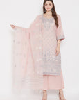 ORGANIC COTTON WOVEN PEACH DRESS MATERIAL WITH DUPATTA