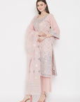 ORGANIC COTTON WOVEN PEACH DRESS MATERIAL WITH DUPATTA