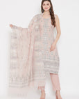 ORGANIC COTTON WOVEN PEACH DRESS MATERIAL WITH DUPATTA