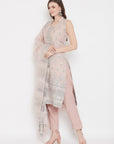 ORGANIC COTTON WOVEN PEACH DRESS MATERIAL WITH DUPATTA