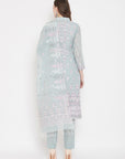 ORGANIC COTTON WOVEN SEA GREEN DRESS MATERIAL WITH DUPATTA