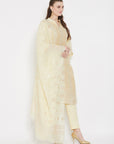 ORGANIC COTTON WOVEN LEMON DRESS MATERIAL WITH DUPATTA