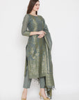 Cotton Silk Zari Woven Lolive Dress Material with Dupatta