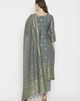 Cotton Silk Zari Woven Lolive Dress Material with Dupatta